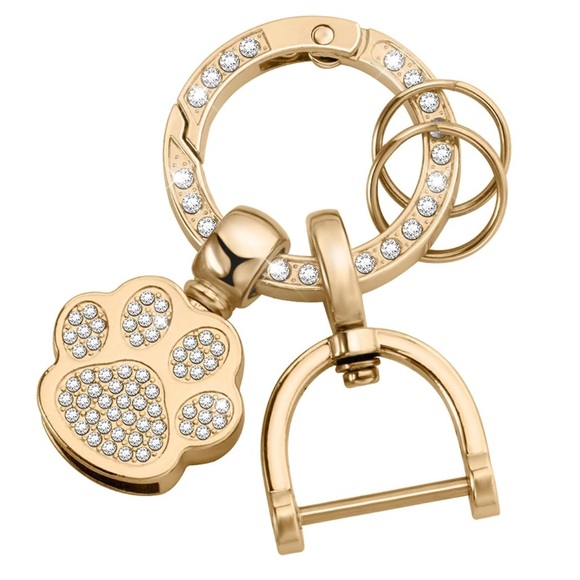 Other - Gold Dog Cat Paw Print Rhinestone Bag Charm Keychain